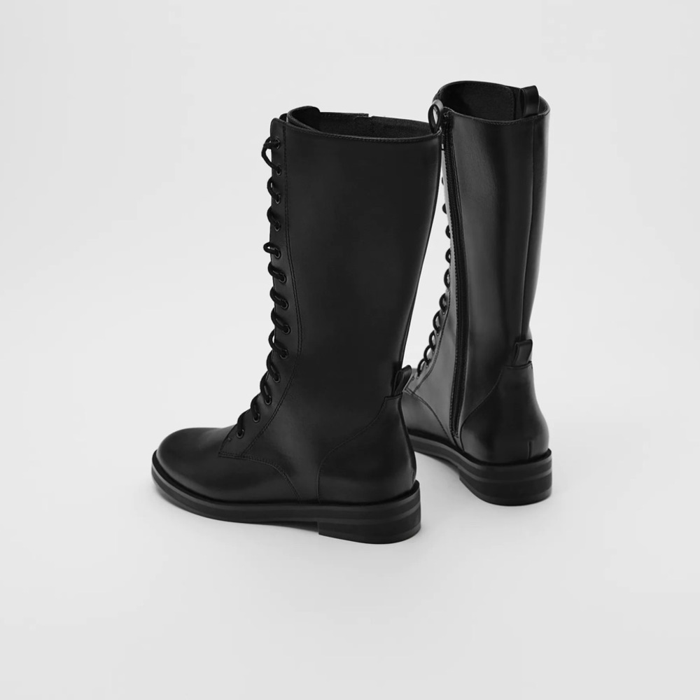 ZARA BEAUTIFUL LACED TALL BOOTS SZ 31 - Picture 5 of 6